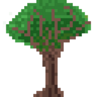 Pixel art of a green tree with branches without outline png