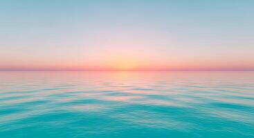 Serene ocean horizon at sunrise with soft pastel sky and gentle waves photo