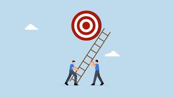 4k animation of team of businessman helps to create ladder of success to reach the goal. video