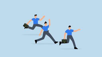 4k animation of business competitor runs to finish line fast with full force. video