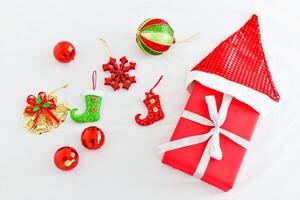 Christmas gifts on a white background photo