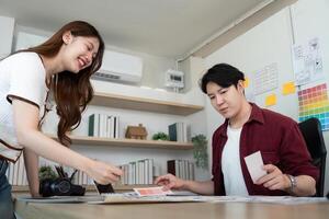 UX and UI design collaboration in a modern workspace. photo