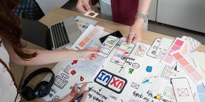 Creative UX and UI design process in action. photo
