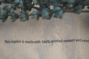 Recycled content napkin indicating sustainable practices photo