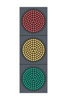 an illustration of a traffic light with red, yellow, and green LED signals, isolated on a white background vector