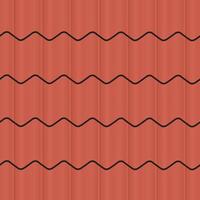 Seamless pattern of red roof tiles with bold black wave lines, ideal for backgrounds, construction themes, and architectural visuals. vector