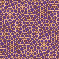 A seamless geometric pattern with interlocking hexagonal shapes and floral motifs in a continuous grid, creating an intricate and decorative design. vector