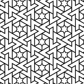 Seamless geometric pattern with interlocking stars and polygons, perfect for tiles, textiles, and decorative designs vector