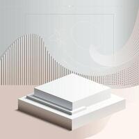 Abstract 3D podium with minimalist design and soft geometric patterns, ideal for product display, branding, or presentations vector