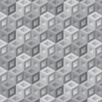 Seamless geometric 3D cube pattern in grayscale, creating a complex yet visually appealing optical illusion. Perfect for backgrounds, wallpapers, packaging, or digital designs requiring a modern vector