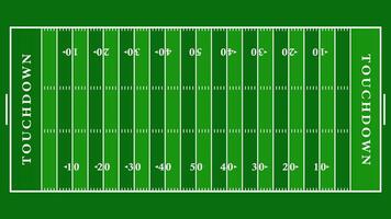 A detailed illustration of an American football field from a top-down perspective, featuring yard lines, end zones, and touchdown markings. Perfect for sports designs and strategy visuals vector