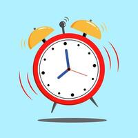 an illustration of a vintage alarm clock ringing with motion effects in a vibrant flat modern style. vector