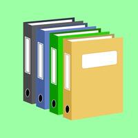 an illustration of file binders in a row, representing organization, office supplies, and document management. Perfect for workplace, school, and storage concepts. vector