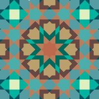 A geometric tile pattern featuring a symmetrical design with overlapping shapes. Ideal for use in backgrounds, wallpapers, textiles, and decorative applications vector