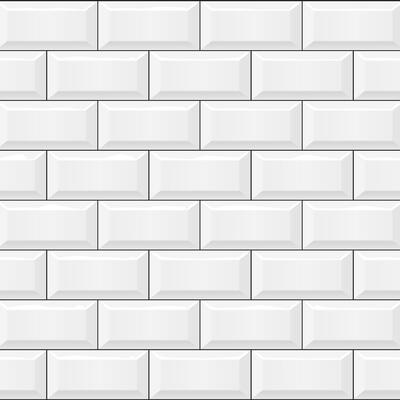 Seamless white subway tile wall pattern with a glossy 3D effect, ideal for bathroom, kitchen, or interior design projects.