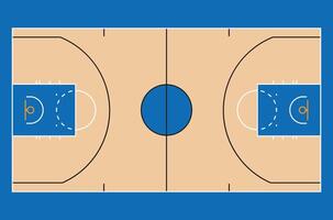 Minimalist top-view illustration of a basketball court with clean lines and simple colors, ideal for sports-related designs vector