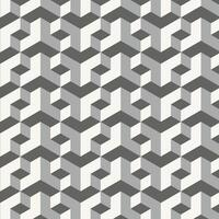 Seamless geometric pattern with 3D optical illusion in gray shades. Modern abstract cube design for backgrounds, wallpapers, and contemporary decor. vector