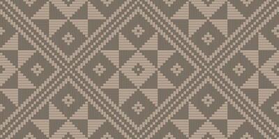 Seamless geometric ethnic pattern with traditional star and cross motifs in earthy tones, perfect for textiles, wallpapers, or backgrounds. vector