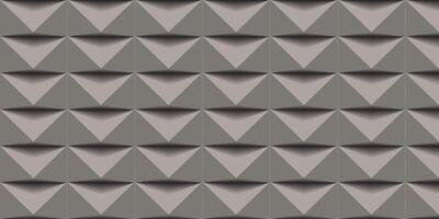 Seamless 3D geometric wall panel design with inverted triangle pattern in gray tones. Ideal for modern interiors, backgrounds, or architectural visualization. vector