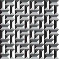 Seamless geometric pattern with an isometric 3D effect in black, white, and gray tones. Modern and abstract tile design. vector