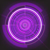 Futuristic HUD interface with glowing circular elements and digital technology design, ideal for sci-fi, gaming, virtual reality, and high-tech visual concepts. vector