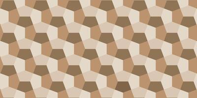 Seamless geometric cube pattern in earthy tones, creating a 3D optical illusion effect vector