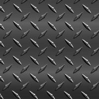Seamless metal diamond plate texture with 3D raised patterns and dark gradient, ideal for industrial, automotive, or construction-themed backgrounds and designs. vector