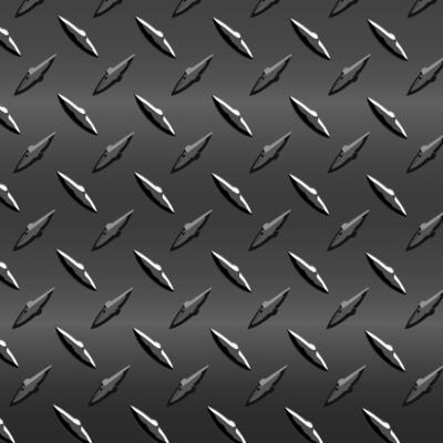 Seamless metal diamond plate texture with 3D raised patterns and dark gradient, ideal for industrial, automotive, or construction-themed backgrounds and designs.