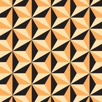 Seamless retro geometric triangle tile pattern in black, orange, and beige tones for wallpaper, textiles, and modern backgrounds. vector