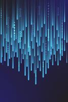 Abstract futuristic background with glowing blue vertical lines and arrows, representing data flow, technology, and digital movement on dark background. vector