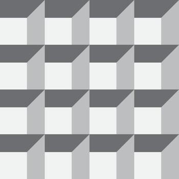 Seamless isometric block pattern in gray tones with 3D cube illusion, ideal for modern backgrounds, wallpapers, and textile designs. vector