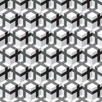 Seamless isometric 3D geometric cube pattern in grayscale, creating a bold and dynamic visual effect. Ideal for backgrounds, wallpapers, packaging, and digital projects requiring a modern vector