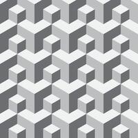 Seamless isometric pattern with interlocking cubes and geometric shapes in a modern abstract style. Ideal for backgrounds and textiles. vector