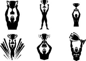 Silhouettes of men holding trophies vector