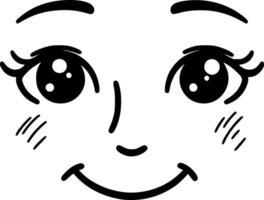 A cartoon face with big eyes and a smile vector