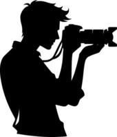 A silhouette of a man holding a camera vector