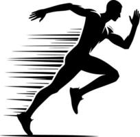 A silhouette of a man running with a speed vector
