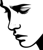 Sad facial expression , eyes down, subtle frown, minimalist clean outline style vector