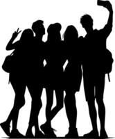 A group of people standing in silhouette with their backs turned to the camera vector