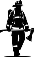 Firefighter with ax clip art vector