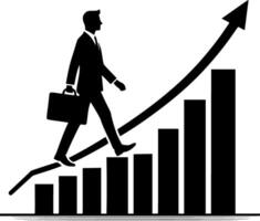Businessman walking up a graph with an arrow vector