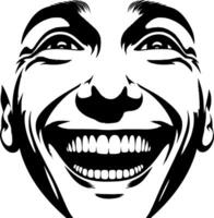 A smiling man's face with a black and white background vector