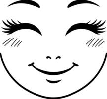 A smiling face with eyelashes and eyebrows vector
