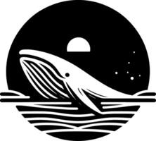 A whale in the ocean with a sun in the background vector