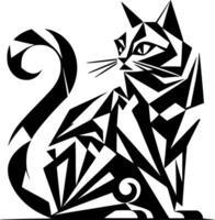 A black and white geometric cat design vector
