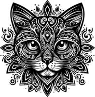 A cat head with ornate patterns on it vector