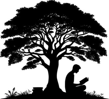 Man reading under the tree vector