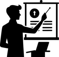 A silhouette of a man giving a presentation vector