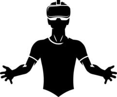 A silhouette of a man wearing a virtual reality headset vector