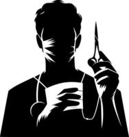 Silhouette of a doctor holding scissors vector